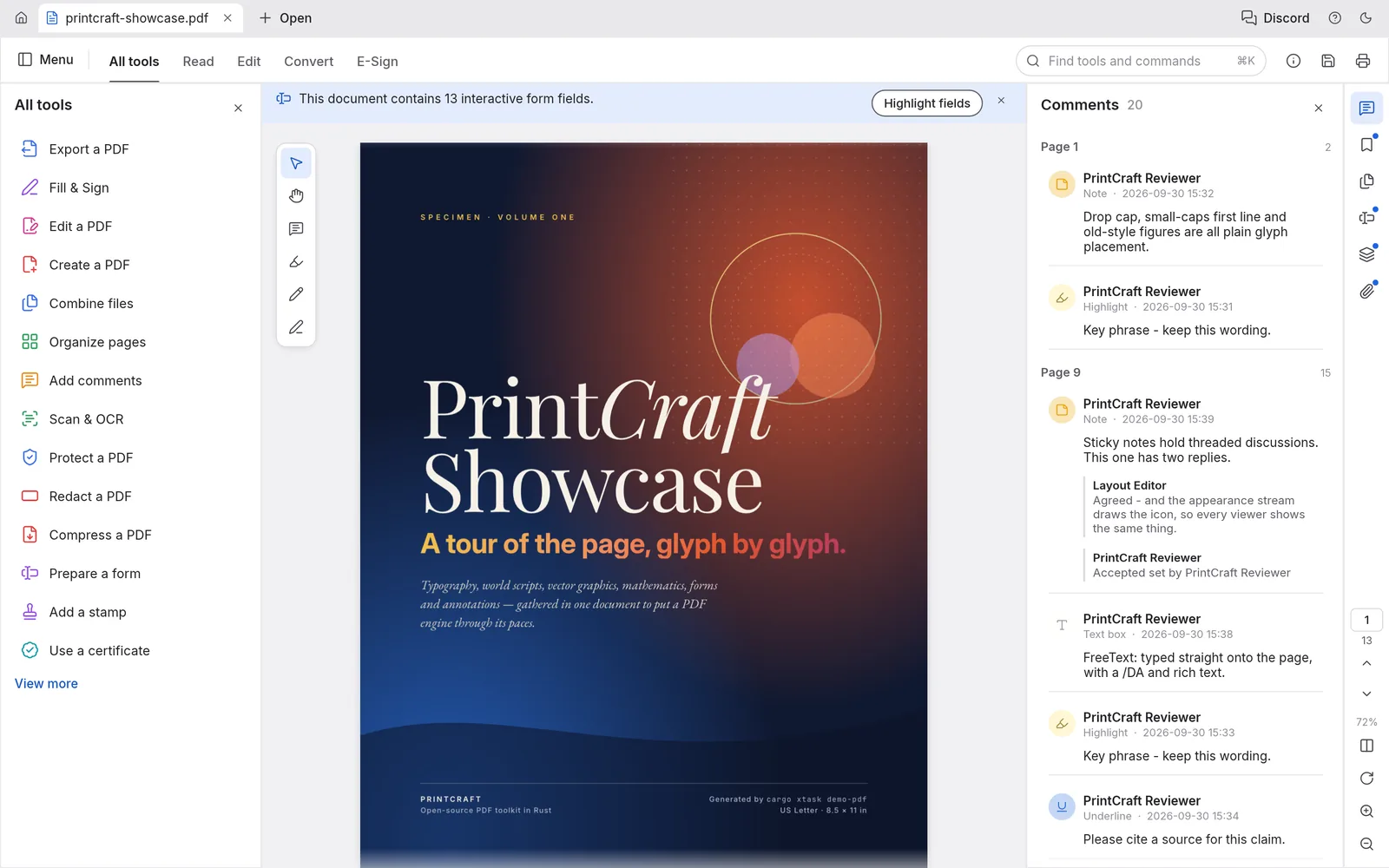 PdfCraft application interface